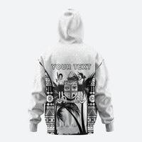 Personalised Fiji Day 2026 Hoodie Masi Tapa Pattern With Palm Tree White Version LT05 - Polynesian Pride