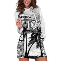 Personalised Fiji Day 2026 Hoodie Dress Masi Tapa Pattern With Palm Tree White Version LT05 White - Polynesian Pride