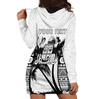 Personalised Fiji Day 2026 Hoodie Dress Masi Tapa Pattern With Palm Tree White Version LT05 - Polynesian Pride