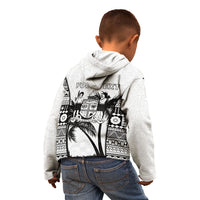 Personalised Fiji Day 2026 Kid Hoodie Masi Tapa Pattern With Palm Tree White Version LT05 - Polynesian Pride