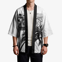Personalised Fiji Day 2026 Kimono Masi Tapa Pattern With Palm Tree White Version LT05 - Polynesian Pride