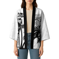 Personalised Fiji Day 2026 Kimono Masi Tapa Pattern With Palm Tree White Version LT05 - Polynesian Pride