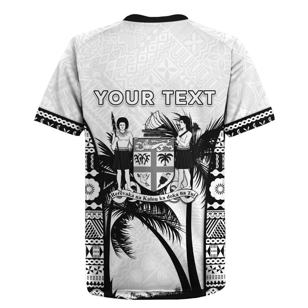 Personalised Fiji Day 2026 Rugby Jersey Masi Tapa Pattern With Palm Tree White Version LT05 - Polynesian Pride