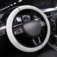 Fiji Day 2026 Steering Wheel Cover Masi Tapa Pattern With Palm Tree White Version LT05 Universal Fit White - Polynesian Pride