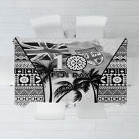 Fiji Day 2026 Tablecloth Masi Tapa Pattern With Palm Tree White Version LT05 White - Polynesian Pride