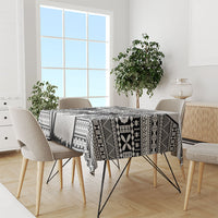 Fiji Day 2026 Tablecloth Masi Tapa Pattern With Palm Tree White Version LT05 - Polynesian Pride
