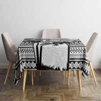 Fiji Day 2026 Tablecloth Masi Tapa Pattern With Palm Tree White Version LT05 - Polynesian Pride