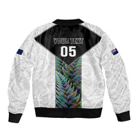 Custom New Zealand Fern Rugby Bomber Jacket World Cup 2023 Paua Shell Maori Pattern LT05 - Polynesian Pride