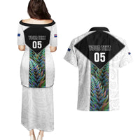 Custom New Zealand Fern Rugby Couples Matching Puletasi Dress and Hawaiian Shirt World Cup 2023 Paua Shell Maori Pattern LT05 - Polynesian Pride