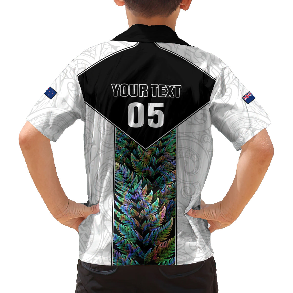 Custom New Zealand Fern Rugby Family Matching Off Shoulder Long Sleeve Dress and Hawaiian Shirt World Cup 2023 Paua Shell Maori Pattern LT05 - Polynesian Pride