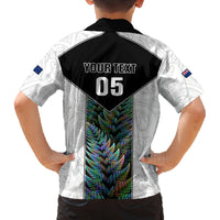 Custom New Zealand Fern Rugby Family Matching Off Shoulder Short Dress and Hawaiian Shirt World Cup 2023 Paua Shell Maori Pattern LT05 - Polynesian Pride