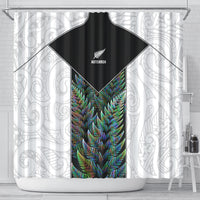 New Zealand Fern Rugby Shower Curtain World Cup 2023 Paua Shell Maori Pattern LT05 - Polynesian Pride