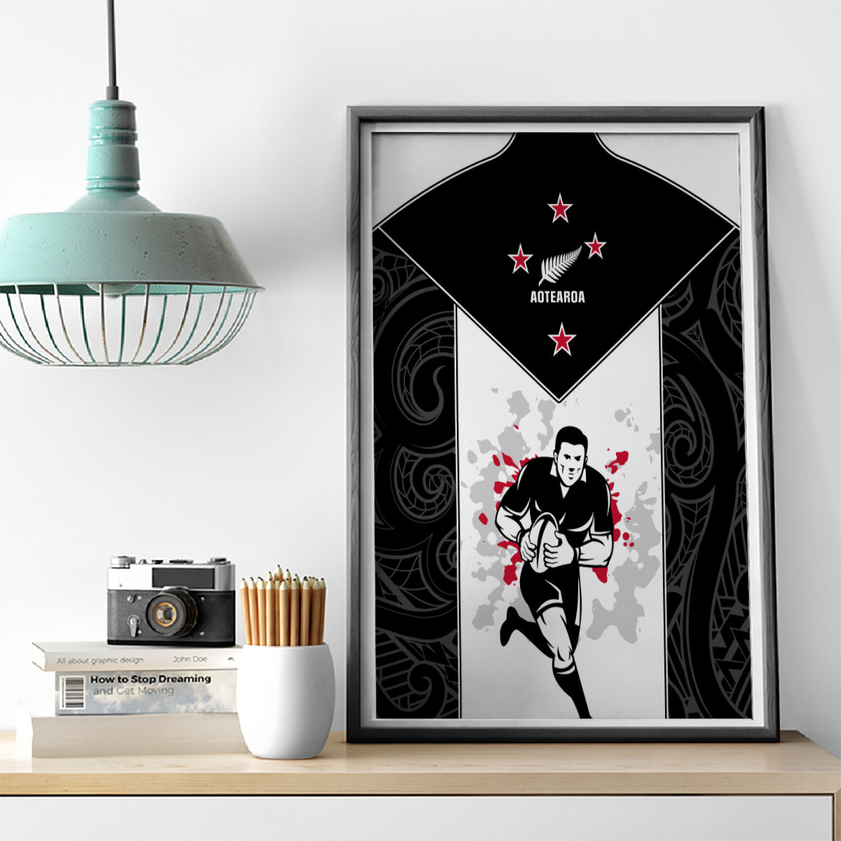 New Zealand Player Rugby Canvas Wall Art World Cup 2023 Maori Pattern LT05 - Polynesian Pride
