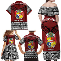 Personalised Tonga Constitution Day Family Matching Off Shoulder Maxi Dress and Hawaiian Shirt Tongan Kupesi Ngatu Pattern LT05 - Polynesian Pride