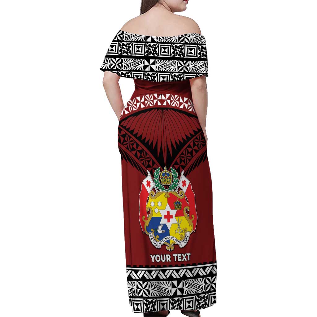 Personalised Tonga Constitution Day Family Matching Off Shoulder Maxi Dress and Hawaiian Shirt Tongan Kupesi Ngatu Pattern LT05 - Polynesian Pride