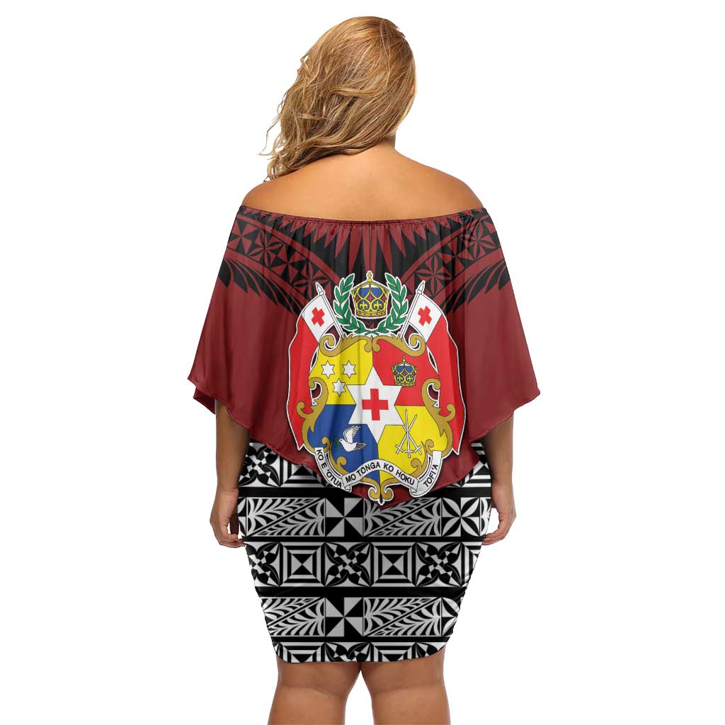 Personalised Tonga Constitution Day Family Matching Off Shoulder Short Dress and Hawaiian Shirt Tongan Kupesi Ngatu Pattern LT05 - Polynesian Pride