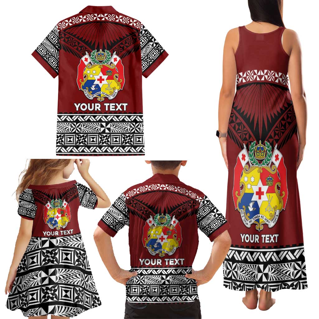 Personalised Tonga Constitution Day Family Matching Tank Maxi Dress and Hawaiian Shirt Tongan Kupesi Ngatu Pattern LT05 - Polynesian Pride