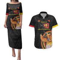 Papua New Guinea Tok Pisin Wik Couples Matching Puletasi and Hawaiian Shirt Land Of The Unexpected LT05 Black - Polynesian Pride