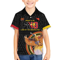 Papua New Guinea Tok Pisin Wik Family Matching Off The Shoulder Long Sleeve Dress and Hawaiian Shirt Land Of The Unexpected LT05 Son's Shirt Black - Polynesian Pride