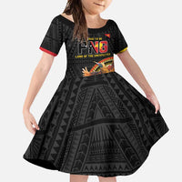 Papua New Guinea Tok Pisin Wik Family Matching Summer Maxi Dress and Hawaiian Shirt Land Of The Unexpected LT05 Daughter's Dress Black - Polynesian Pride