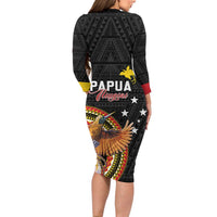 Papua New Guinea Tok Pisin Wik Long Sleeve Bodycon Dress Land Of The Unexpected LT05 - Polynesian Pride