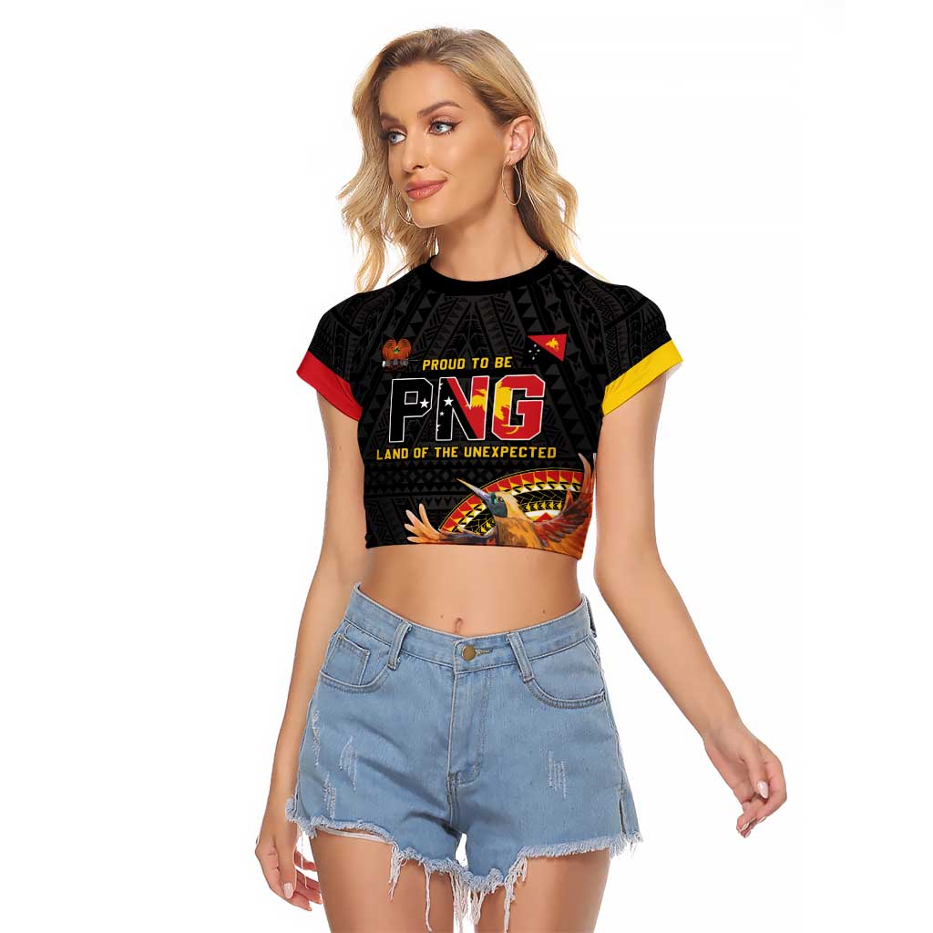 Papua New Guinea Tok Pisin Wik Raglan Cropped T Shirt Land Of The Unexpected LT05 Female Black - Polynesian Pride