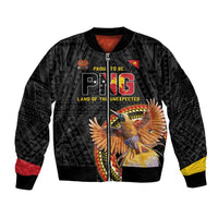 Papua New Guinea Tok Pisin Wik Sleeve Zip Bomber Jacket Land Of The Unexpected LT05 Unisex Black - Polynesian Pride