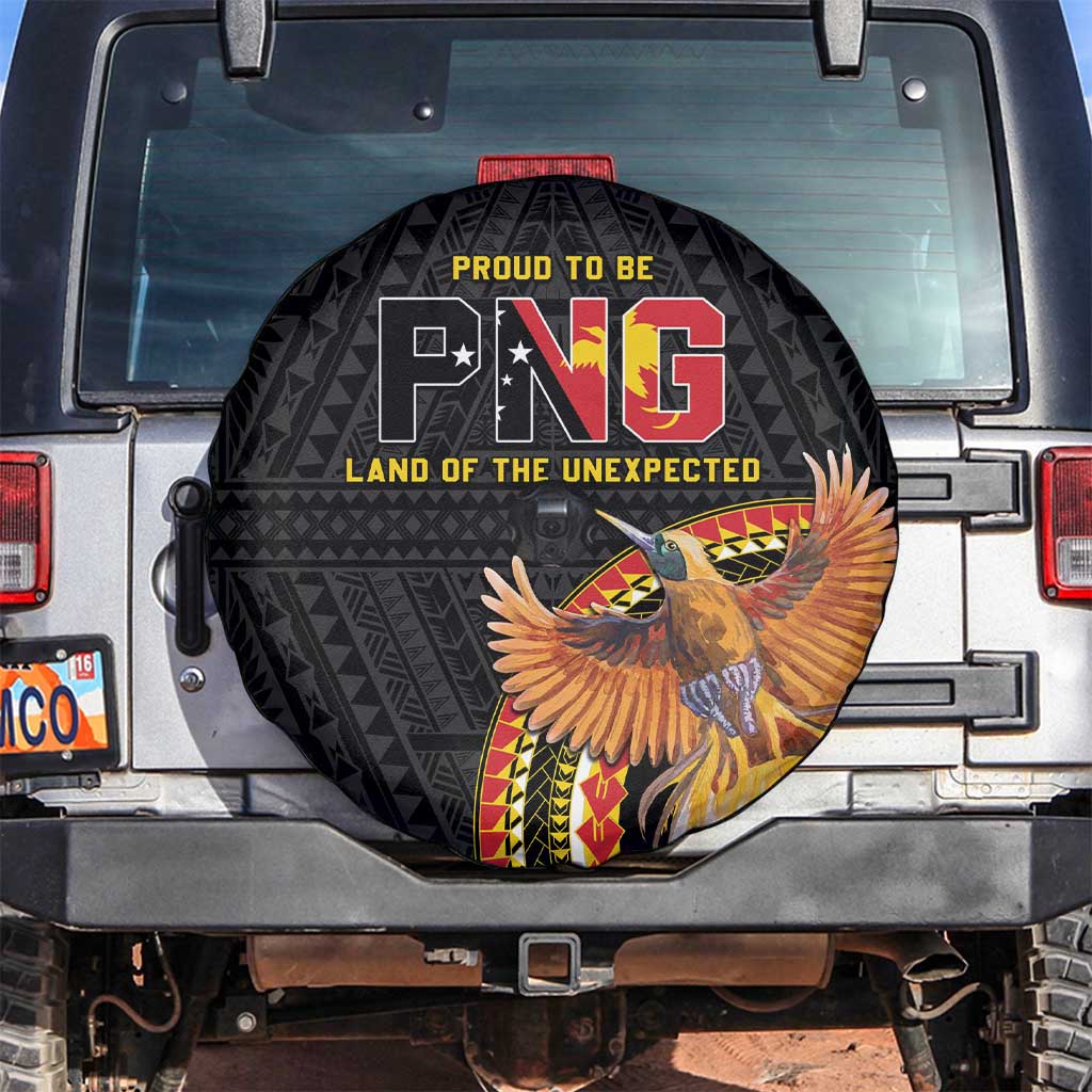 Papua New Guinea Tok Pisin Wik Spare Tire Cover Land Of The Unexpected LT05 Black - Polynesian Pride