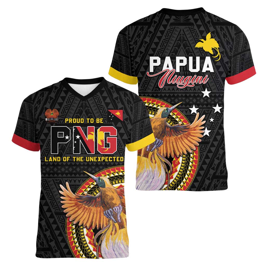 Papua New Guinea Tok Pisin Wik Women V-Neck T-Shirt Land Of The Unexpected LT05 - Polynesian Pride