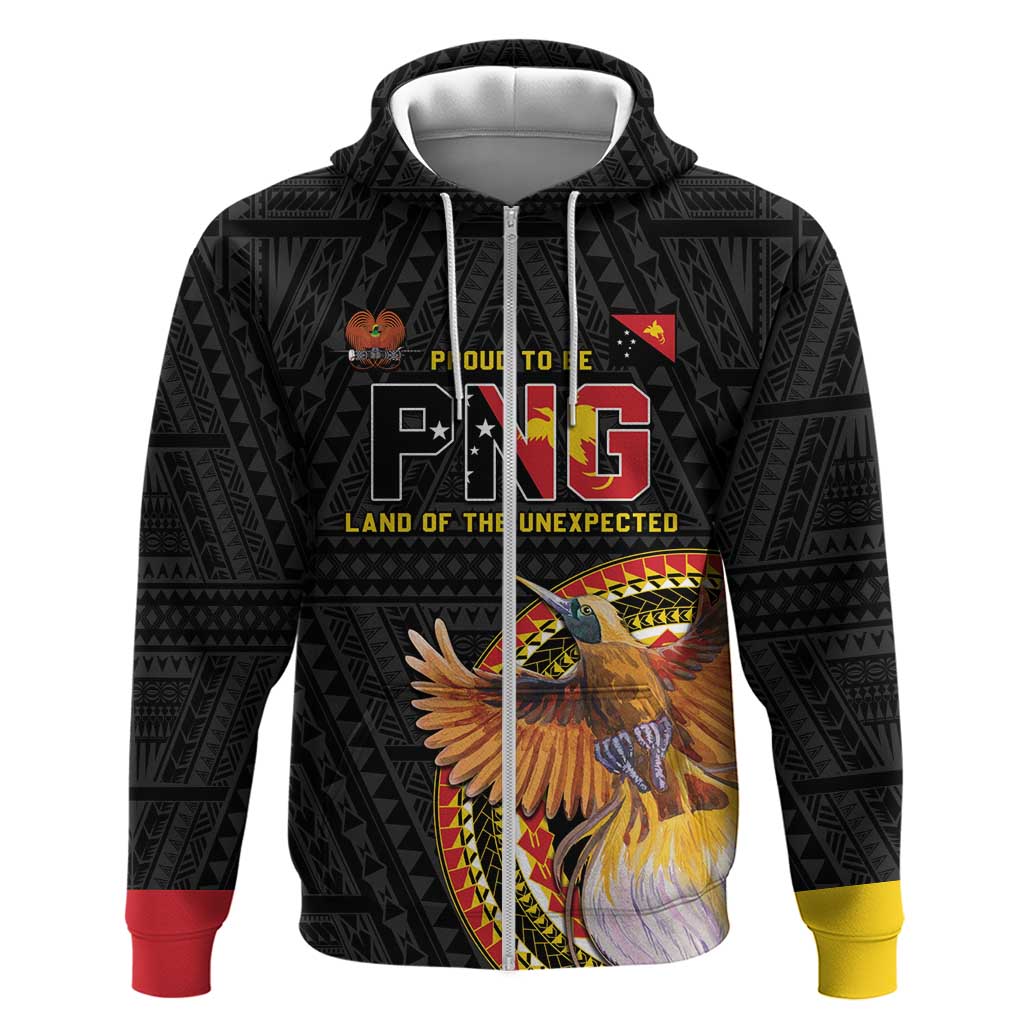 Papua New Guinea Tok Pisin Wik Zip Hoodie Land Of The Unexpected LT05 Zip Hoodie Black - Polynesian Pride