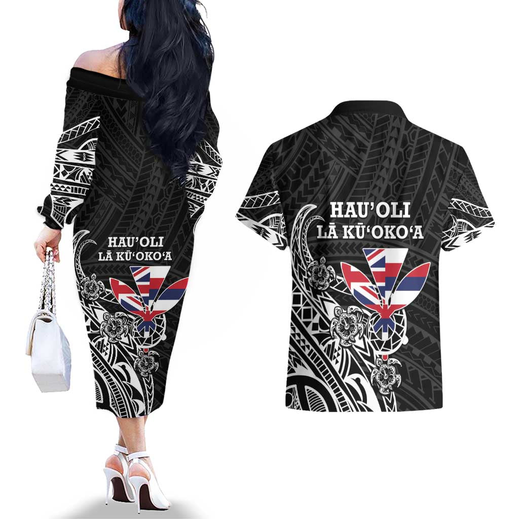 Hawaii November 28th Is My Independence Day Couples Matching Off The Shoulder Long Sleeve Dress and Hawaiian Shirt LT05 - Polynesian Pride