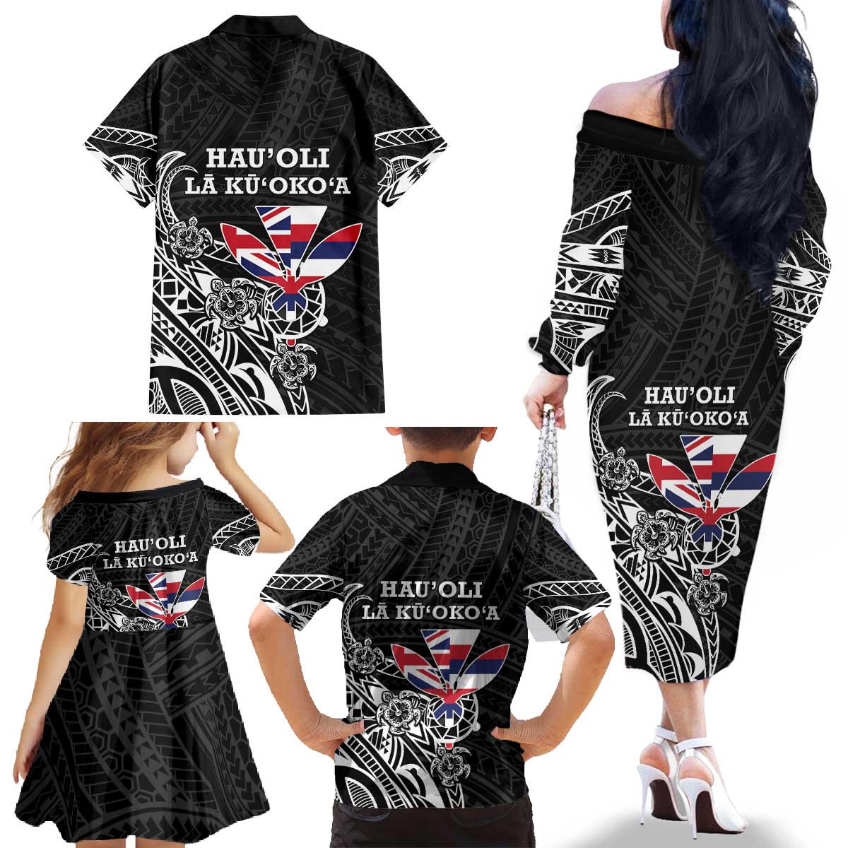 Hawaii November 28th Is My Independence Day Family Matching Off The Shoulder Long Sleeve Dress and Hawaiian Shirt LT05 - Polynesian Pride