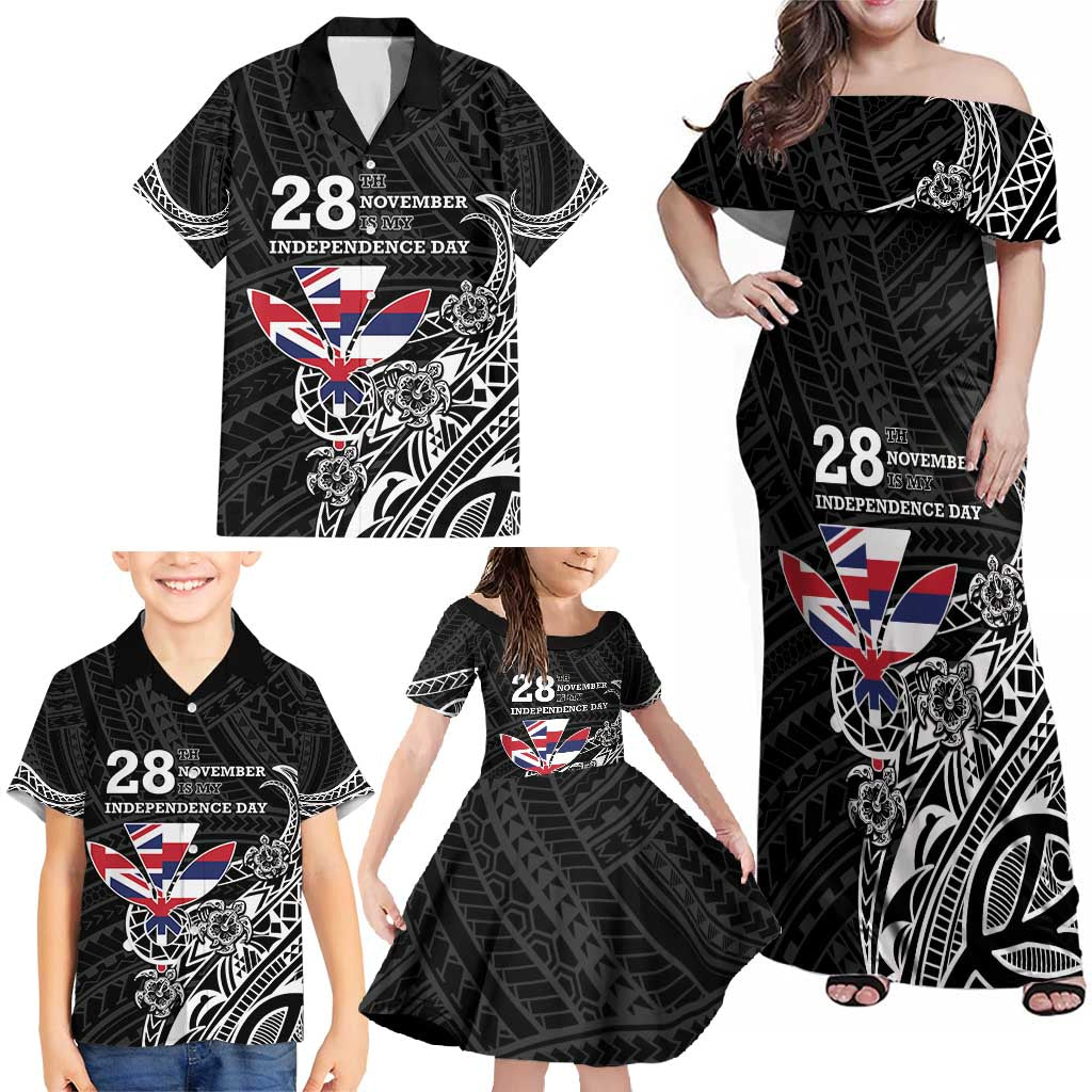 Hawaii November 28th Is My Independence Day Family Matching Off Shoulder Maxi Dress and Hawaiian Shirt LT05 - Polynesian Pride