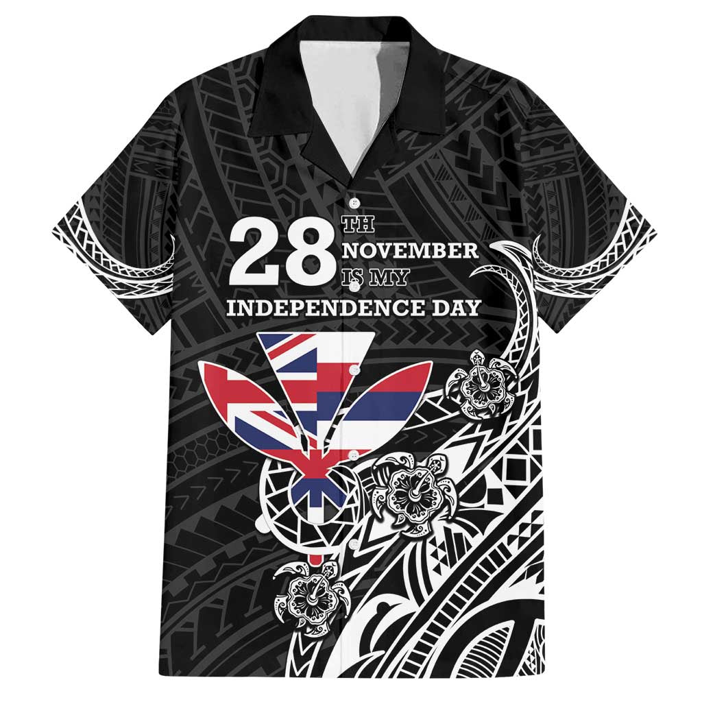 Hawaii November 28th Is My Independence Day Family Matching Off Shoulder Maxi Dress and Hawaiian Shirt LT05 Dad's Shirt - Short Sleeve Black - Polynesian Pride