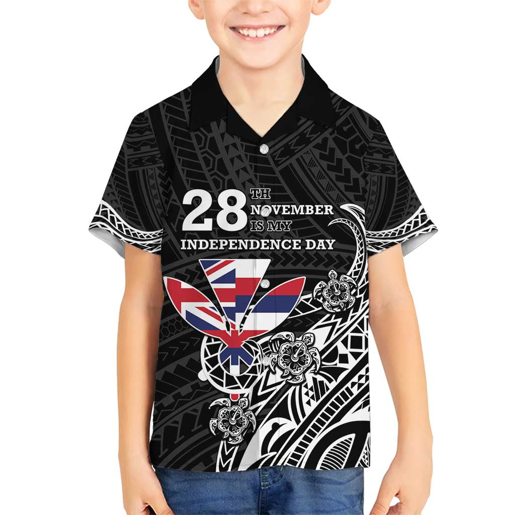 Hawaii November 28th Is My Independence Day Family Matching Off Shoulder Maxi Dress and Hawaiian Shirt LT05 Son's Shirt Black - Polynesian Pride