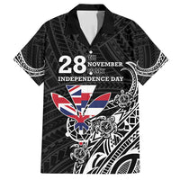 Hawaii November 28th Is My Independence Day Family Matching Off Shoulder Short Dress and Hawaiian Shirt LT05 Dad's Shirt - Short Sleeve Black - Polynesian Pride