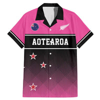 Custom New Zealand Women Cricket Family Matching Mermaid Dress and Hawaiian Shirt Pink Simple Style LT05 Dad's Shirt - Short Sleeve Pink - Polynesian Pride