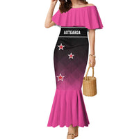 Custom New Zealand Women Cricket Family Matching Mermaid Dress and Hawaiian Shirt Pink Simple Style LT05 Mom's Dress Pink - Polynesian Pride