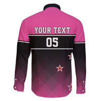 Custom New Zealand Women Cricket Family Matching Off The Shoulder Long Sleeve Dress and Hawaiian Shirt Pink Simple Style LT05 - Polynesian Pride