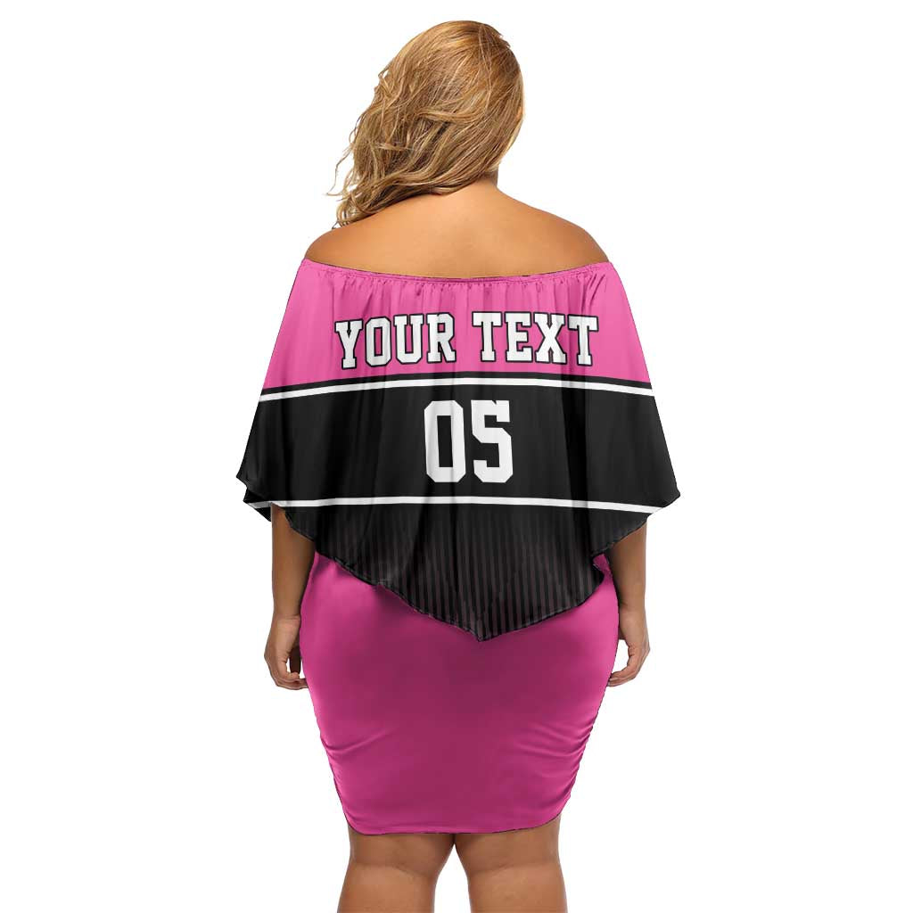 Custom New Zealand Women Cricket Family Matching Off Shoulder Short Dress and Hawaiian Shirt Pink Simple Style LT05 - Polynesian Pride