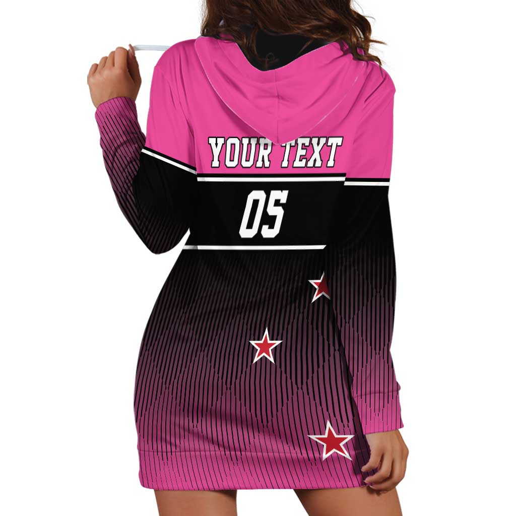 Custom New Zealand Women Cricket Hoodie Dress Pink Simple Style LT05 - Polynesian Pride