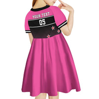 Custom New Zealand Women Cricket Kid Short Sleeve Dress Pink Simple Style LT05 - Polynesian Pride