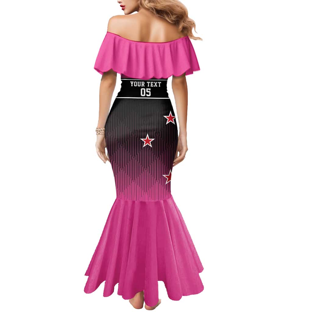 Custom New Zealand Women Cricket Mermaid Dress Pink Simple Style LT05 - Polynesian Pride
