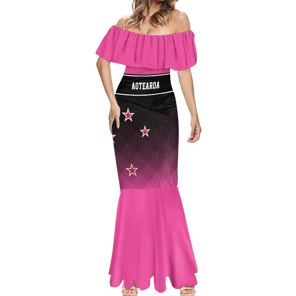 Custom New Zealand Women Cricket Mermaid Dress Pink Simple Style LT05 - Polynesian Pride