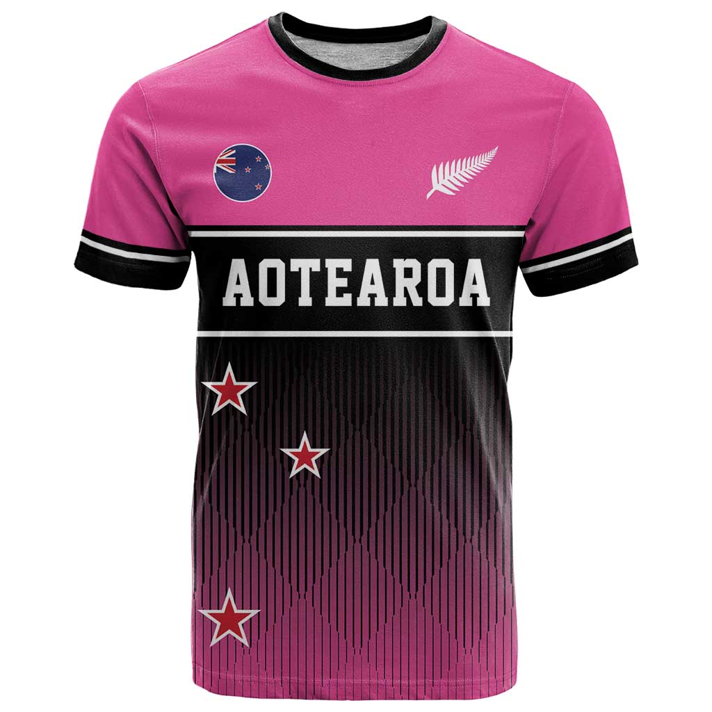 Custom New Zealand Women Cricket T Shirt Pink Simple Style LT05 Pink - Polynesian Pride