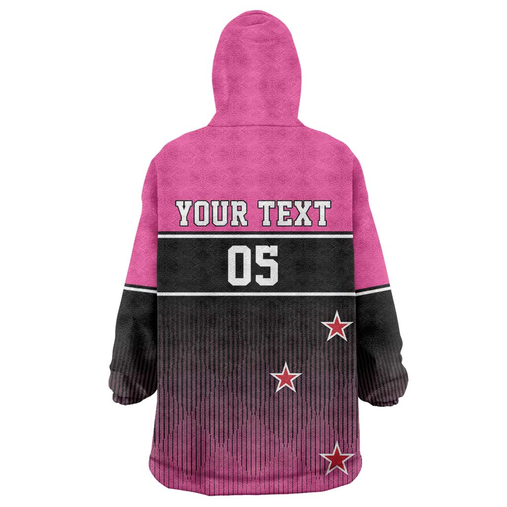 Custom New Zealand Women Cricket Wearable Blanket Hoodie Pink Simple Style LT05 - Polynesian Pride