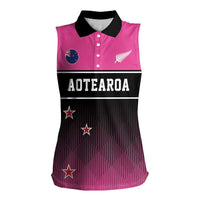 Custom New Zealand Women Cricket Women Sleeveless Polo Shirt Pink Simple Style LT05 Female Pink - Polynesian Pride
