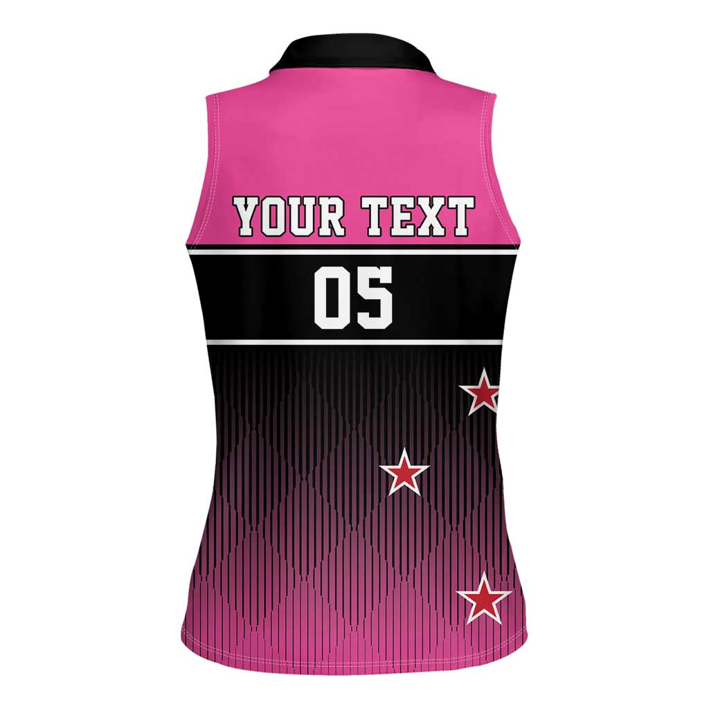 Custom New Zealand Women Cricket Women Sleeveless Polo Shirt Pink Simple Style LT05 - Polynesian Pride