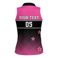 Custom New Zealand Women Cricket Women Sleeveless Polo Shirt Pink Simple Style LT05 - Polynesian Pride