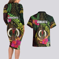Vanuatu Couples Matching Long Sleeve Bodycon Dress and Hawaiian Shirt Be Strong Pray For Port Vila LT05 - Polynesian Pride